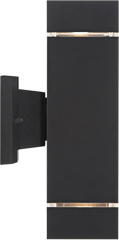 Possini Euro Design Skyridge 11 3/4" High Modern Outdoor Wall Light Fixture Mount Porch House Exterior Outside Set of 2 Up Down LED Bulb Weatherproof Black Aluminum Front Door Patio Garage Home