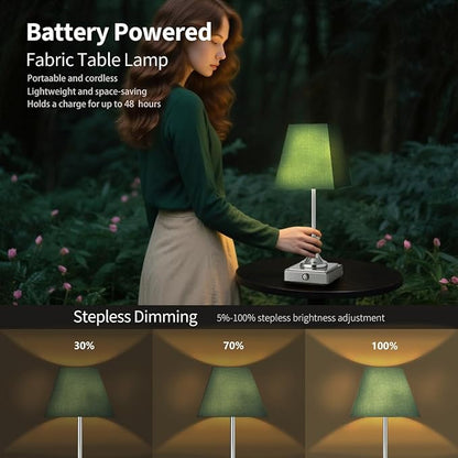 Rechargeable LED Table Lamps with Stepless Touch Control,Light Sliver Cordless Lamp for Living Room&Bedside&Patio&Shower,Small Desk Lamp(6000mAH Battery),2 Pack for Home Decor,Best Gifts for Family