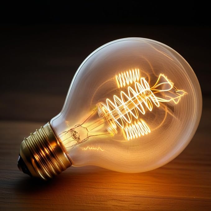 Jslinter Incandescent Light Bulbs 60 Watt Dimmable Bulbs 4 Pack, 2200K G80 Soft Light Bulbs Warm Light, 110v E26 Eecorative Light Bulb, Vintage 230LM Edison Bulb for Bedrooms, Living Rooms Clear glass