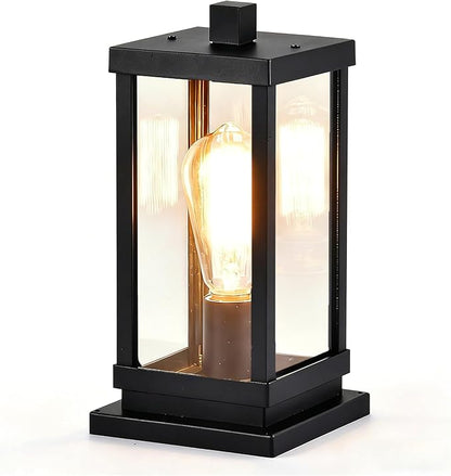 Outdoor Post Light Fixture, Hardwired Aluminum and Clear Glass Lamp Post Lantern, Waterproof Exterior Light for Yard, Driveway, Garden, Gate Pillar,E26 Base (Bulb Not Included)