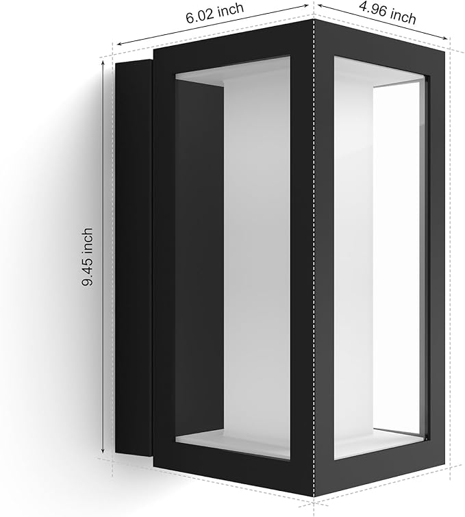 Philips Hue Impress Outdoor Wall Light (Hardwired), (6.1 x 9.4 in) White & Color Light, Voice Control, Bridge Required