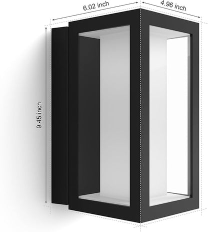 Philips Hue Impress Outdoor Wall Light (Hardwired), (6.1 x 9.4 in) White & Color Light, Voice Control, Bridge Required