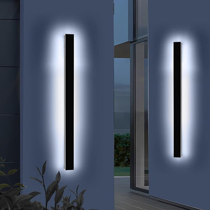 Mikeru 2 Pack 57inch Modern Outdoor Wall Sconce, 3000K/4500K/6000K 3 Color Temperature LED Exterior Light Fixtures, Modern Long Porch Lights Wall Sconce for Garage, Doorway, Porch, Patio