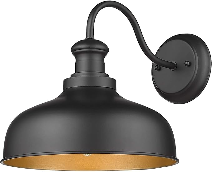 Outdoor Wall Light Fixture, Farmhouse Barn Light, Farmhouse Weatherproof Exterior Wall Sconce, Anti-Rust Outside Lantern Lamp for Porch, Patio, Garage (Black, Regular-1Pack)