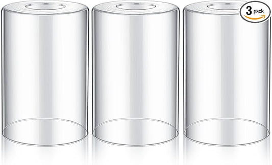 3 Pcs Clear Glossy Glass Shade Replacements for Pendant Light Fixtures Glass Lamp Shade Cover, 1-5/8 Inch Fitter E26 Base, 4"w x 6"h, Replacement Lamp Globe for Chandelier Wall Sconce