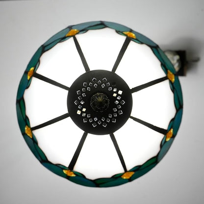 White Tiffany Lamp Small Bedside Dector Light Vintage Stained Glass Table Lamp Living Room Night Lamp Farmhouse Cute Blue Green Butterfly Wings Style Bedroom Nightstand Desk Lamps 8 Inch Mini Gift