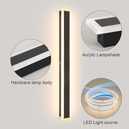 1 Pack 79inch Modern Outdoor Light LED 3000K-6000K Dimmable Outdoor Wall Lights IP65 Waterproof Black Garage Door Lights for House Garden Patio