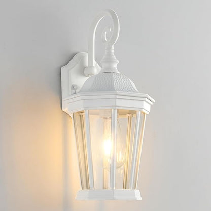 Outdoor Wall Lantern, Waterproof Exterior Wall Light Fixtures, Outdoor Porch Light Fixtures Wall Mount in White Finish with Clear Glass, Aluminum Alloy, 60W
