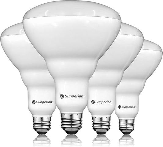 SUNPERIAN BR40 LED Light Bulbs, 13W=85W, 5000K Daylight, 1400 Lumens, Dimmable Flood Light Bulbs for Recessed Cans, Enclosed Fixture Rated, Damp Rated, UL Listed, E26 Standard Base (4 Pack)