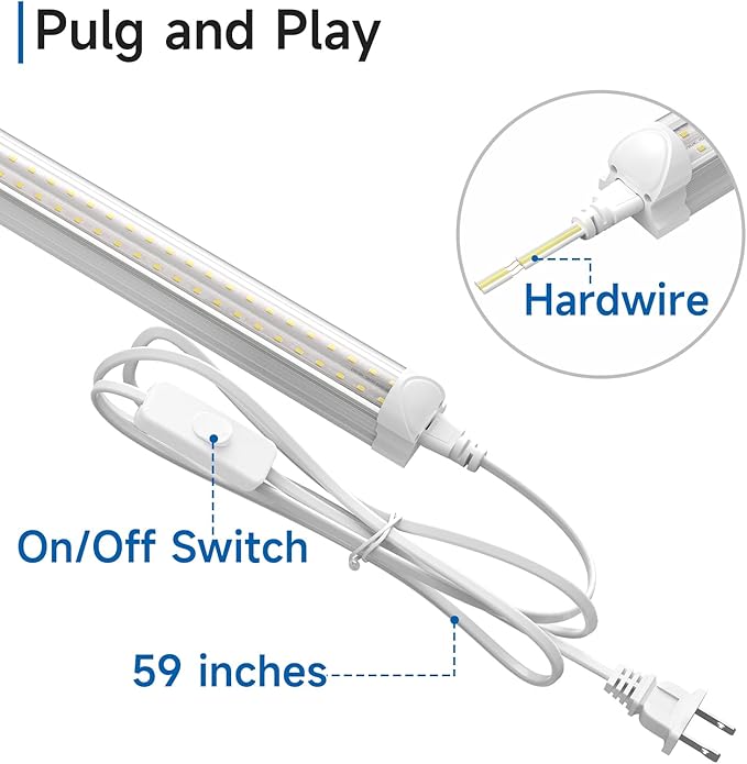 SHINESTAR 4FT Led Shop Lights, 40W 5000LM 5000K LED Shop Light Super Bright 75% Energy-Saving Linkable T8 Light Tube Integrated Fixture for Workshop Garage Basement, 4 Pack