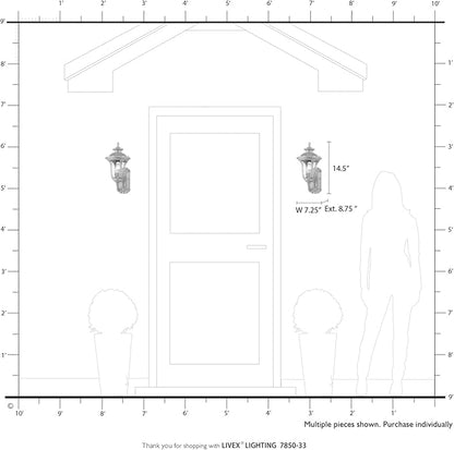 Livex Lighting 7850-13 Oxford 1 Light Outdoor Wall Lantern, White, 7.25 x 15.5 x 8.75