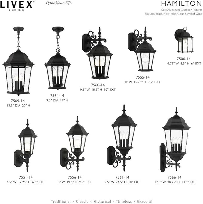 Livex Lighting 7557-04 Outdoor Post with Clear Beveled Glass Shades, Black