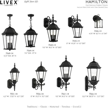 Livex Lighting 7557-04 Outdoor Post with Clear Beveled Glass Shades, Black