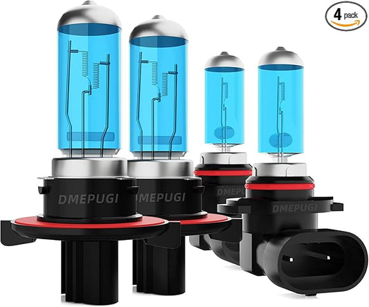 Compatible With Dodge Durango 2004-2006 halogen Headlight Bulbs, 9008/H13 high/low beams*2 + 9006 fog lights*2,6000K White Light,Pack of 4