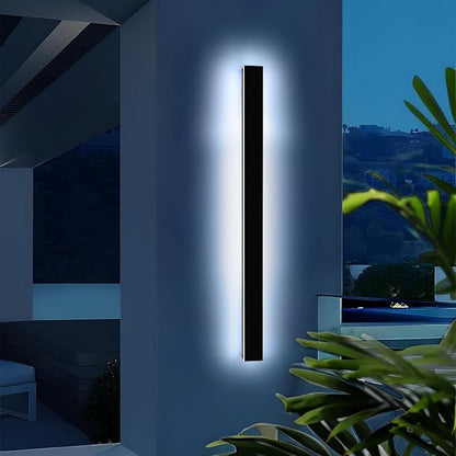 Mikeru 57" Outdoor Wall Sconce 6000K Cool White - IP65 Waterproof Black Exterior Light, Hardwired Wall Mounted Fixture for Porch, Patio & Entryway | Non-Dimmable Weatherproof Design