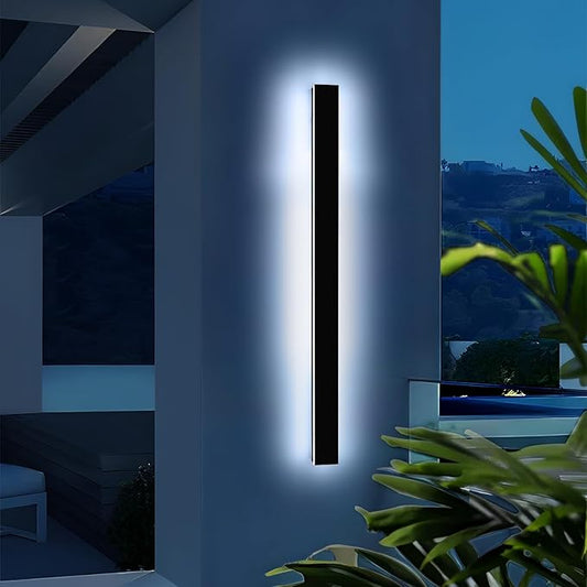 Mikeru 57" Outdoor Wall Sconce 6000K Cool White - IP65 Waterproof Black Exterior Light, Hardwired Wall Mounted Fixture for Porch, Patio & Entryway | Non-Dimmable Weatherproof Design