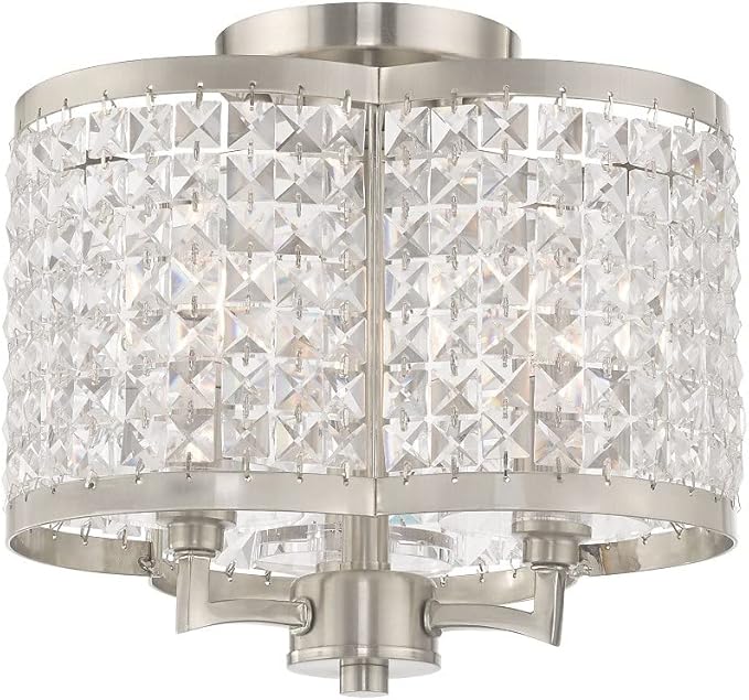 Livex Lighting 50573-91 Gramercy 3-Light Ceiling Mount, Brushed Nickel