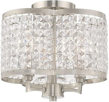 Livex Lighting 50573-91 Gramercy 3-Light Ceiling Mount, Brushed Nickel