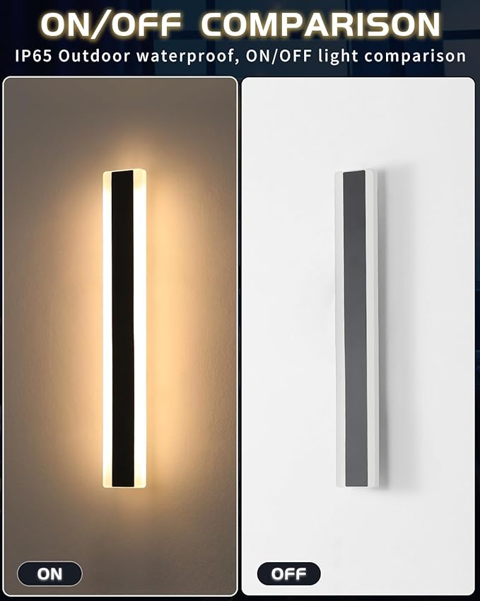 Mikeru 2pack 39inch Outdoor Wall Light Fixtures, 10%-100% Dimmable Outdoor Wall Lights Exterior Front Porch Light 3000-6000k Wall Mounted Led Lighting for Basement, Shop,Garage Lighting