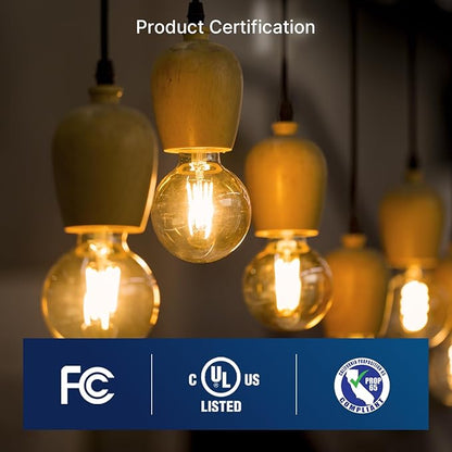 FLSNT G16.5 Dimmable LED Candelabra Bulbs 40W Equivalent, LED E12 Chandelier Light Bulbs, 330LM, CRI82, 4W, AC 120V, 6 Pack, 2200K Warm White