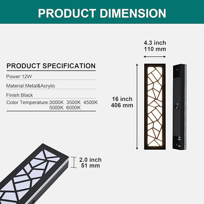 2 Pack Modern Outdoor Led Wall Light,16 inch Outdoor Wall Linear Lights,Dimmable Outside Long Lighting Fixture,Exterior Long Linear Light for Porch,Patio,Garage,Enterway