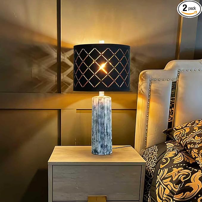 RORIANO 24'' Table Lamps Set of 2 for Bedroom Living Room, Traditional Resin Farmhouse Vintage Nightstand Bedside Lamps, 2 Bulbs Included (Wash Blue)