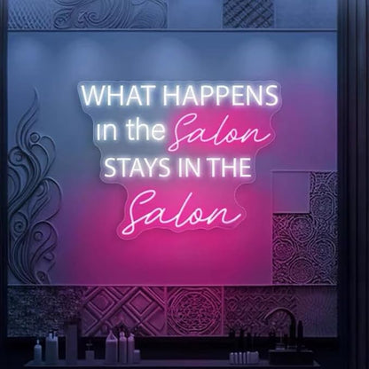What Happens In The Salon Stays In The Salon Neon Sign Salon LED Light Studio Neon Light Spa Led Sign Beauty Clinic Room Wall Art Decors Size:17inch