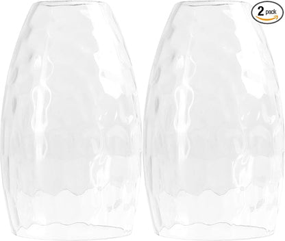 GO&SO 2-Pack Hand Blown Water Ripple Art Glass Lamp Shade for Light Replacement, 7.8"H,1.57" Fitter,E26 Base, Oval Glass Light Shade Cover, for Kitchen Island Mini Pendant Light/Table Lamp/Chandelier