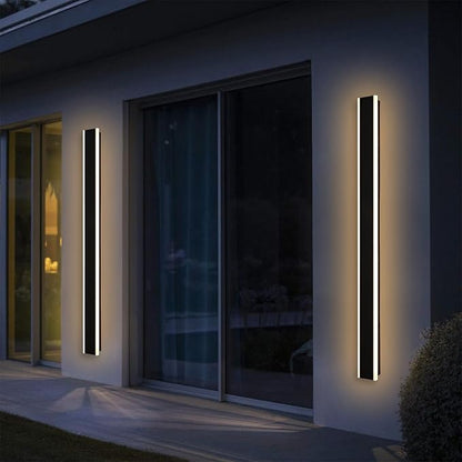 Yaohong 2 Pack 60In LED Outdoor Long Wall Lights, 42W Modern Black 5CCT Dimmable Exterior Lighting Fixtures Patio Lights, IP65 Waterproof Linear Wall Mount Lighting for House Courtyard Porch Garden