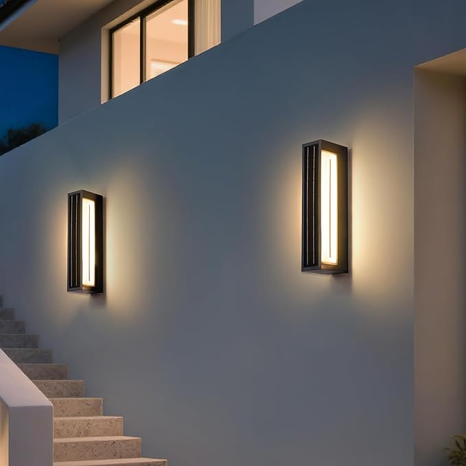 Solar Exterior Lighting Fixtures, 20.5" Waterproof Front Porch Light, 3000K LED Outdoor Sconce Lights, Modern Outdoor Wall Sconces, Extra Large Wall Lantern for House Garage Doorway Patio