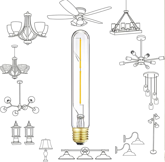 Leools T10 LED Bulb 4W Dimmable E26 Base Tubular Light Bulb 4000K Daylight 40W Equivalent 400lm T9 T8 Bulb for Rustic Pendant, Wall scones Tube Light Desk Lamp Vintage Edison Long Light Bulb,4Pcs