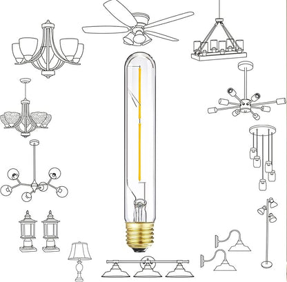 Leools T10 LED Bulb 4W Dimmable E26 Base Tubular Light Bulb 4000K Daylight 40W Equivalent 400lm T9 T8 Bulb for Rustic Pendant, Wall scones Tube Light Desk Lamp Vintage Edison Long Light Bulb,4Pcs