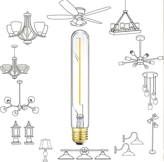 Leools T10 LED Bulb 4W Dimmable E26 Base Tubular Light Bulb 4000K Daylight 40W Equivalent 400lm T9 T8 Bulb for Rustic Pendant, Wall scones Tube Light Desk Lamp Vintage Edison Long Light Bulb,4Pcs