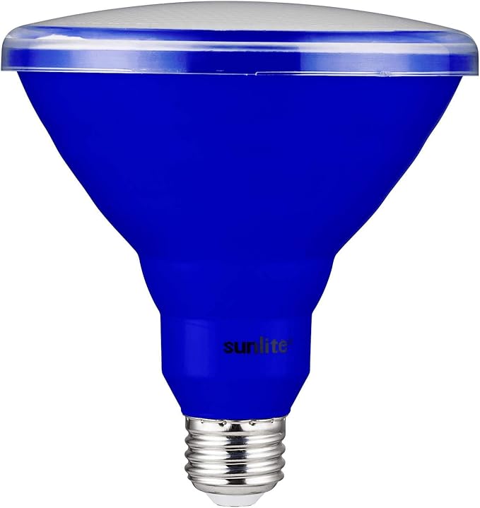 Sunlite 81477 LED PAR38 Colored Recessed Light Bulb, 15 watt (75W Equivalent), Medium (E26) Base, Floodlight, ETL Listed, Blue, 1 Pack