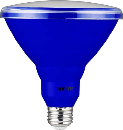 Sunlite 81477 LED PAR38 Colored Recessed Light Bulb, 15 watt (75W Equivalent), Medium (E26) Base, Floodlight, ETL Listed, Blue, 1 Pack