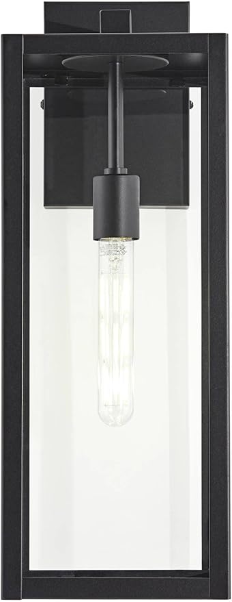 John Timberland Titan Modern Industrial Outdoor Wall Light Fixture Mystic Black Metal 20" Clear Glass Damp Rated for Exterior House Porch Patio Outside Deck Garage Yard Front Door Garden Home