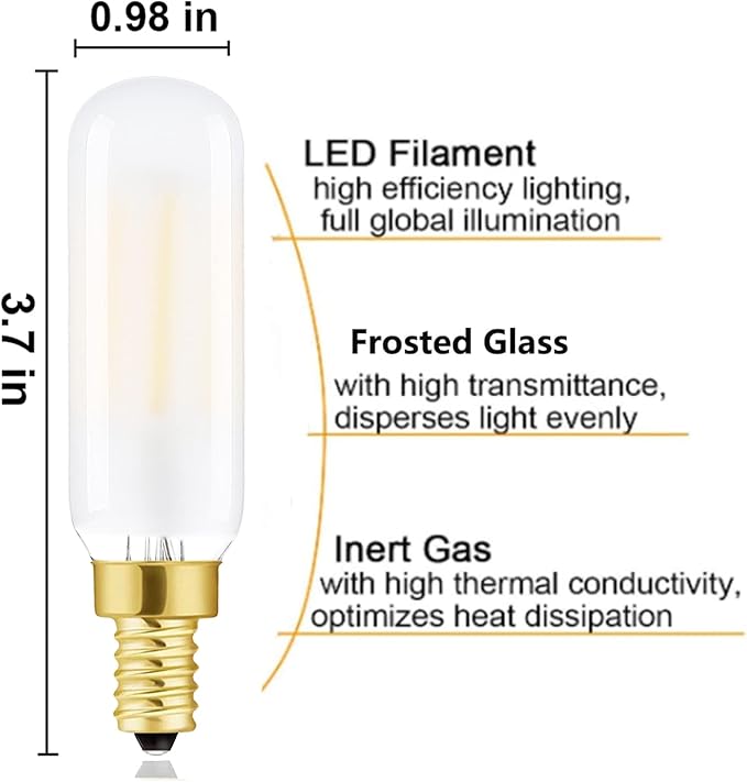 Dimmable T6 LED Frosted Bulbs, 6W E12 Edison Light Bulbs Warm White 2700K,600lm, 60W Candelabra Incandescent Bulbs Equivalent Vintage LED Filament Edison Candle Bulb with Decorative, 6Pack.