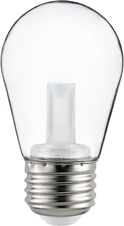 Sunlite 41030-SU LED S14 String Light Bulb, 1 Watt (10W Equivalent), 50 Lumens, Medium Base (E26), Non-Dimmable, ETL Listed, 2700K Soft White, Clear, 12 Count