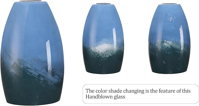 Mini Glass Pendant Light 1-Pack with Handblown Blue White Marble Art Oval Glass Lamp Ceiling Hanging Light, for Dining Room,Kitchen,Foyer,Hallway 4.72"
