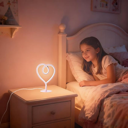 Pink Desk Lamps for Girls Room,3CCT Stepless Dimmable Pink Table Lamp with USB Adapter,Small Heart Lamp,Modern Nightstand Lamps for Bedroom,Nightstand,Office (2 Pack)