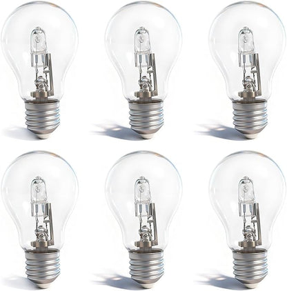 043168787963 78796 Halogen Light Bulbs 43 Watt 120V A19 Types E26 Thread for Types in Table Lamps and Enclosed Fixtures 6-Pack