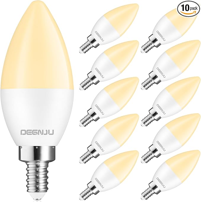 LED Candelabra Light Bulbs 60W Equivalent, Chandelier Light Bulbs Soft White 2700K, E12 LED Bulb, Type B Light Bulb 5.5W, Candelabra Base, 120V, B11 Candle Light Bulb, Non-Dimmable, 10 Pack