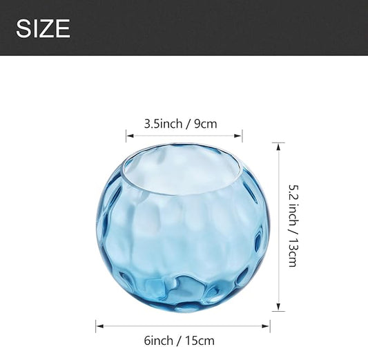 3 Pack Fixture Replacement Globe Shade, 6 Inch Diameter, E26 Base 1-5/8 Inch Fitter, Glass Globe Lampshade Cover for Pendant Wall Sconce Chandelier Vanity Light (3 Pack 6 Inch Blue Hammered Glass)