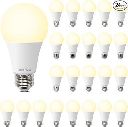 Light Bulbs 24 Pack,100 Watt Light Bulb Eqv, Warm Light Bulbs LED 1500LM, Soft White Light Bulb E26, 13W Bright Standard LED Bulb, 15000H, Non-Dimmable, E26 Bulbs for Rooms