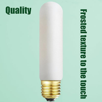 Leools T10 Led Frosted Bulb,e26 Dimmable Tubular LED Light Bulb, 8W Equal 60 watt Light Bulb 3000K Soft White,CRI90+,600LM,E26 Base Matt Opal Porcelain,5.1inches Long Bulbs,6 Packs