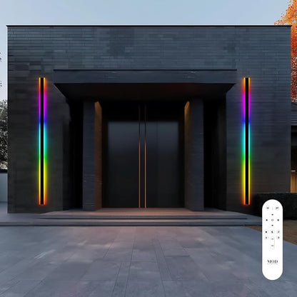 𝗠𝗢𝗗 𝗟𝗜𝗚𝗛𝗧𝗜𝗡𝗚 Haylen RGB | Long Outdoor Wall Lights, 7 Colors and 358 Light Effects, Dimmable with Remote Modern Linear Exterior Light Fixture, Waterproof Wall Sconce 70W, 1-Pack (RGB | 94")