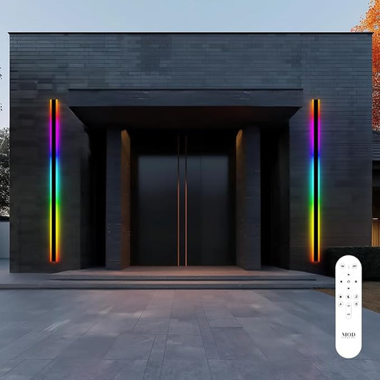 𝗠𝗢𝗗 𝗟𝗜𝗚𝗛𝗧𝗜𝗡𝗚 Haylen RGB | Long Outdoor Wall Lights, 7 Colors and 358 Light Effects, Dimmable with Remote Modern Linear Exterior Light Fixture, Waterproof Wall Sconce 70W, 1-Pack (RGB | 94")