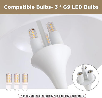 Modern Sleek Table Lamp for Bedroom, 3-Light LED End Table Lamp for Living Room, Office, Milky White Acrylic Shade Metal Mushroom Desk Lamp for Bedside Night Light, White Base