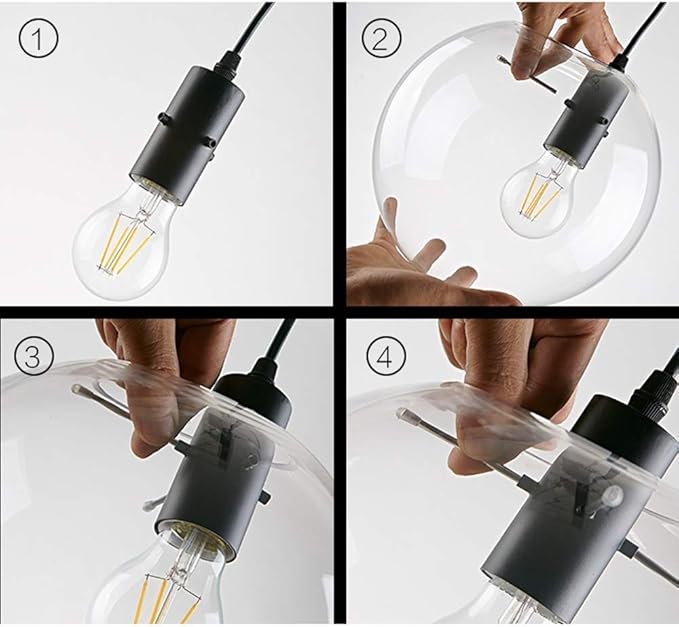 E27 Industrial Clear Glass Globe Shade Pendant Lighting Modern Kitchen LOFT Hanging Light Lamp (25cm)