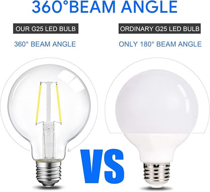 Energetic 12-Pack 5W Dimmable LED Edison Light Bulb, G25 (G80) Globe Bulb, 60W Equivalent, 5000K Daylight, Christmas Light, E26 Standard Base, ETL Listed